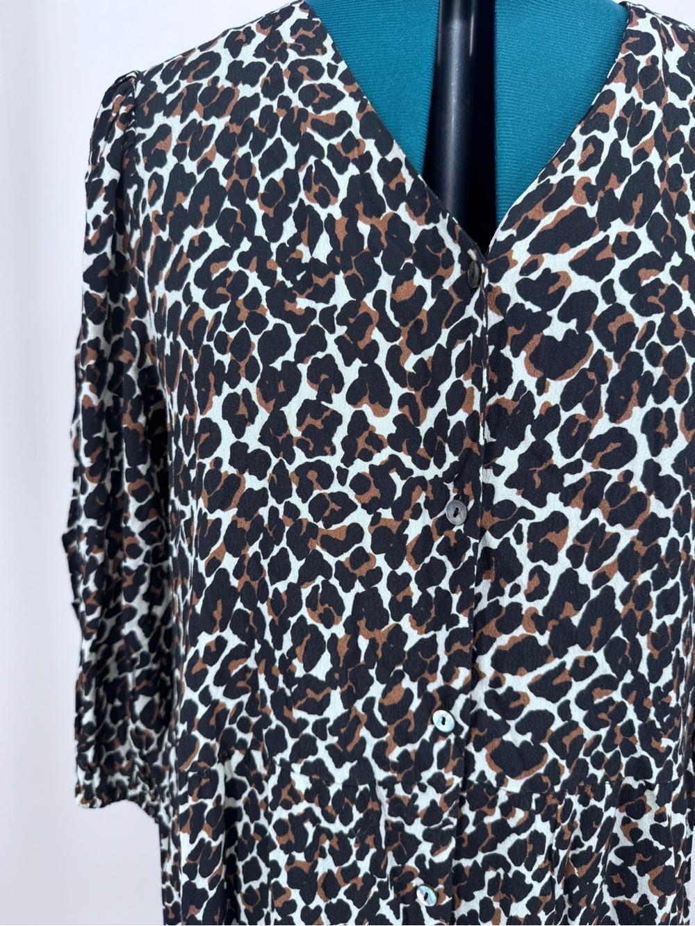 Rebecca Minkoff Black, Brown & Cream Leopard-Print Midi Dress S Small - Picture 4 of 9